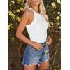 imagesiliteelon Womens Halter Top Sleeveless Crew Neck Casual Basic Ribbed Fitted TankBe White