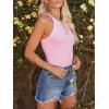 imagesiliteelon Womens Halter Top Sleeveless Crew Neck Casual Basic Ribbed Fitted TankD Pink