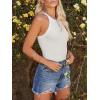 imagesiliteelon Womens Halter Top Sleeveless Crew Neck Casual Basic Ribbed Fitted TankF Cream