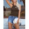 imagesiliteelon Womens Halter Top Sleeveless Crew Neck Casual Basic Ribbed Fitted TankG Brown