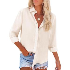 imagesiliteelon Button Down Shirts for Women Dress Shirts Long Sleeve WrinkleFree Blouse Casual Solid Office Work Tunic TopApricot