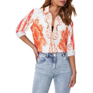 imagesiliteelon Womens Button Down Shirts Dress Shirts Long Sleeve Wrinkle Free Collared Work Blouses Casual Print Chiffon TopRed Floral