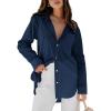 imagesiliteelon Womens Button Down Shirts Dress Shirts Long Sleeve Blouses V Neck Solid Casual Tunics Tops with PocketsNavy Blue