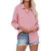 imagesiliteelon Womens Button Down Shirts Solid Dress Shirts Long Sleeve Flowy Collared Work Office Business Blouses Chiffon TopsCamel Pink