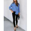 imagesiliteelon Womens Button Down Shirts Cotton Striped Dress Shirt Long Sleeve Collared Office Work Blouses TopsAa Blue Striped