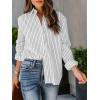 imagesiliteelon Womens Button Down Shirts Cotton Striped Dress Shirt Long Sleeve Collared Office Work Blouses TopsAb Black and White