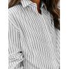 imagesiliteelon Womens Button Down Shirts Cotton Striped Dress Shirt Long Sleeve Collared Office Work Blouses TopsAb Black and White