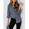 imagesiliteelon Womens Button Down Shirts Cotton Striped Dress Shirt Long Sleeve Collared Office Work Blouses TopsAc Deep Gray Striped