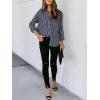 imagesiliteelon Womens Button Down Shirts Cotton Striped Dress Shirt Long Sleeve Collared Office Work Blouses TopsAc Deep Gray Striped