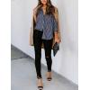imagesiliteelon Womens Button Down Shirts Cotton Striped Dress Shirt Long Sleeve Collared Office Work Blouses TopsAc Deep Gray Striped