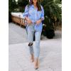 imagesiliteelon Womens Button Down Shirts Cotton Striped Dress Shirt Long Sleeve Collared Office Work Blouses TopsAe Blue Pinstripe