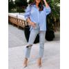 imagesiliteelon Womens Button Down Shirts Cotton Striped Dress Shirt Long Sleeve Collared Office Work Blouses TopsAe Blue Pinstripe