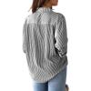 imagesiliteelon Womens Button Down Shirts Cotton Striped Dress Shirt Long Sleeve Collared Office Work Blouses TopsAf Black Pinstripe