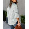 imagesiliteelon Womens Button Down Shirts Cotton Striped Dress Shirt Long Sleeve Collared Office Work Blouses TopsAh Green and White