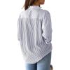 imagesiliteelon Womens Button Down Shirts Cotton Striped Dress Shirt Long Sleeve Collared Office Work Blouses TopsAi Gray Pinstripe