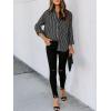 imagesiliteelon Womens Button Down Shirts Cotton Striped Dress Shirt Long Sleeve Collared Office Work Blouses TopsBlack Striped