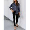 imagesiliteelon Womens Button Down Shirts Cotton Striped Dress Shirt Long Sleeve Collared Office Work Blouses TopsNavy Blue Striped