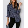 imagesiliteelon Womens Button Down Shirts Cotton Striped Dress Shirt Long Sleeve Collared Office Work Blouses TopsNavy Blue Striped