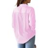 imagesiliteelon Womens Button Down Shirts Cotton Striped Dress Shirt Long Sleeve Collared Office Work Blouses TopsPink Pinstripe