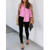 imagesiliteelon Womens Button Down Shirts Cotton Striped Dress Shirt Long Sleeve Collared Office Work Blouses TopsPink Striped