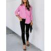 imagesiliteelon Womens Button Down Shirts Cotton Striped Dress Shirt Long Sleeve Collared Office Work Blouses TopsPink Striped