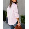 imagesiliteelon Womens Button Down Shirts Cotton Striped Dress Shirt Long Sleeve Collared Office Work Blouses TopsPink and White