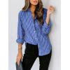 imagesiliteelon Womens Button Down Shirts Cotton Striped Dress Shirt Long Sleeve Collared Office Work Blouses TopsPurple Striped