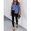 imagesiliteelon Womens Button Down Shirts Cotton Striped Dress Shirt Long Sleeve Collared Office Work Blouses TopsPurple Striped