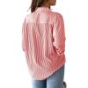 imagesiliteelon Womens Button Down Shirts Cotton Striped Dress Shirt Long Sleeve Collared Office Work Blouses TopsRed Pinstripe
