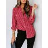 imagesiliteelon Womens Button Down Shirts Cotton Striped Dress Shirt Long Sleeve Collared Office Work Blouses TopsVivid Red Striped