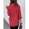 imagesiliteelon Womens Button Down Shirts Cotton Striped Dress Shirt Long Sleeve Collared Office Work Blouses TopsVivid Red Striped