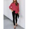 imagesiliteelon Womens Button Down Shirts Cotton Striped Dress Shirt Long Sleeve Collared Office Work Blouses TopsVivid Red Striped