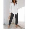 imagesiliteelon Womens Button Down Shirts Dress Shirts Long Sleeve Blouses V Neck Solid Casual Tunics Tops with PocketsAll White