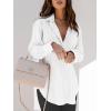 imagesiliteelon Womens Button Down Shirts Dress Shirts Long Sleeve Blouses V Neck Solid Casual Tunics Tops with PocketsAll White