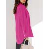 imagesiliteelon Womens Button Down Shirts Dress Shirts Long Sleeve Blouses V Neck Solid Casual Tunics Tops with PocketsBe Hot Pink
