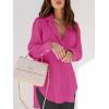 imagesiliteelon Womens Button Down Shirts Dress Shirts Long Sleeve Blouses V Neck Solid Casual Tunics Tops with PocketsBe Hot Pink