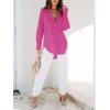 imagesiliteelon Womens Button Down Shirts Dress Shirts Long Sleeve Blouses V Neck Solid Casual Tunics Tops with PocketsBe Hot Pink