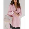 imagesiliteelon Womens Button Down Shirts Dress Shirts Long Sleeve Blouses V Neck Solid Casual Tunics Tops with PocketsBe Pink