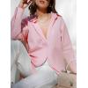 imagesiliteelon Womens Button Down Shirts Dress Shirts Long Sleeve Blouses V Neck Solid Casual Tunics Tops with PocketsBe Pink
