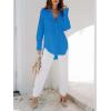 imagesiliteelon Womens Button Down Shirts Dress Shirts Long Sleeve Blouses V Neck Solid Casual Tunics Tops with PocketsBright Blue