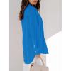 imagesiliteelon Womens Button Down Shirts Dress Shirts Long Sleeve Blouses V Neck Solid Casual Tunics Tops with PocketsBright Blue