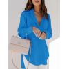 imagesiliteelon Womens Button Down Shirts Dress Shirts Long Sleeve Blouses V Neck Solid Casual Tunics Tops with PocketsBright Blue