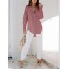 imagesiliteelon Womens Button Down Shirts Dress Shirts Long Sleeve Blouses V Neck Solid Casual Tunics Tops with PocketsCamel Pink
