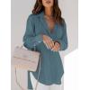 imagesiliteelon Womens Button Down Shirts Dress Shirts Long Sleeve Blouses V Neck Solid Casual Tunics Tops with PocketsDenim Blue