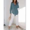 imagesiliteelon Womens Button Down Shirts Dress Shirts Long Sleeve Blouses V Neck Solid Casual Tunics Tops with PocketsDenim Blue