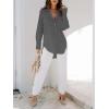 imagesiliteelon Womens Button Down Shirts Dress Shirts Long Sleeve Blouses V Neck Solid Casual Tunics Tops with PocketsGray