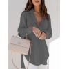 imagesiliteelon Womens Button Down Shirts Dress Shirts Long Sleeve Blouses V Neck Solid Casual Tunics Tops with PocketsGray