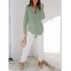 imagesiliteelon Womens Button Down Shirts Dress Shirts Long Sleeve Blouses V Neck Solid Casual Tunics Tops with PocketsGreen02