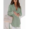 imagesiliteelon Womens Button Down Shirts Dress Shirts Long Sleeve Blouses V Neck Solid Casual Tunics Tops with PocketsGreen02