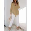 imagesiliteelon Womens Button Down Shirts Dress Shirts Long Sleeve Blouses V Neck Solid Casual Tunics Tops with PocketsKhaki